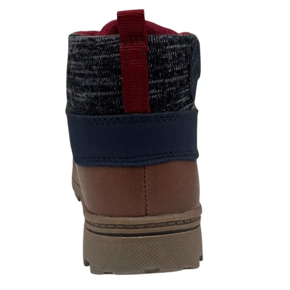 Carter's Little Boys Duck Ankle Boots Size 11 Navy Blue Brown Slip-on Shoes